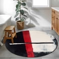 thumbnail image 4 of Red Black Brush Round Area&nbsp;Rug 3.3ft Abstract Modern Non-Slip&nbsp;Washable Circle Rugs Soft Felt Indoor Floor Mat for Bedroom Kitchen Living Room Bathroom, 4 of 9