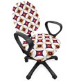 thumbnail image 1 of East Office Chair Slipcover, Balinese Retro Mosaic Pattern with Circles and Squares, Protective Stretch Decorative Fabric Cover, Standard Size, Dark Purple Vermilion, by Ambesonne, 1 of 5