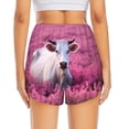 thumbnail image 2 of Lsque Flower Field Cow Printed Women's Running Shorts with Liner Pockets,Elastic Quick Dry Workout Athletic Gym Yoga Shorts,Womens High Waist Shorts-Large, 2 of 9
