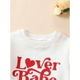 thumbnail image 4 of Bagilaanoe 2Pcs Newborn Baby Girl Valentine’s Day Clothes Letter Print Long Sleeve Sweatshirt Tops + Sweatpants 6M 12M 18M 24M Infant Pants Set, 4 of 9