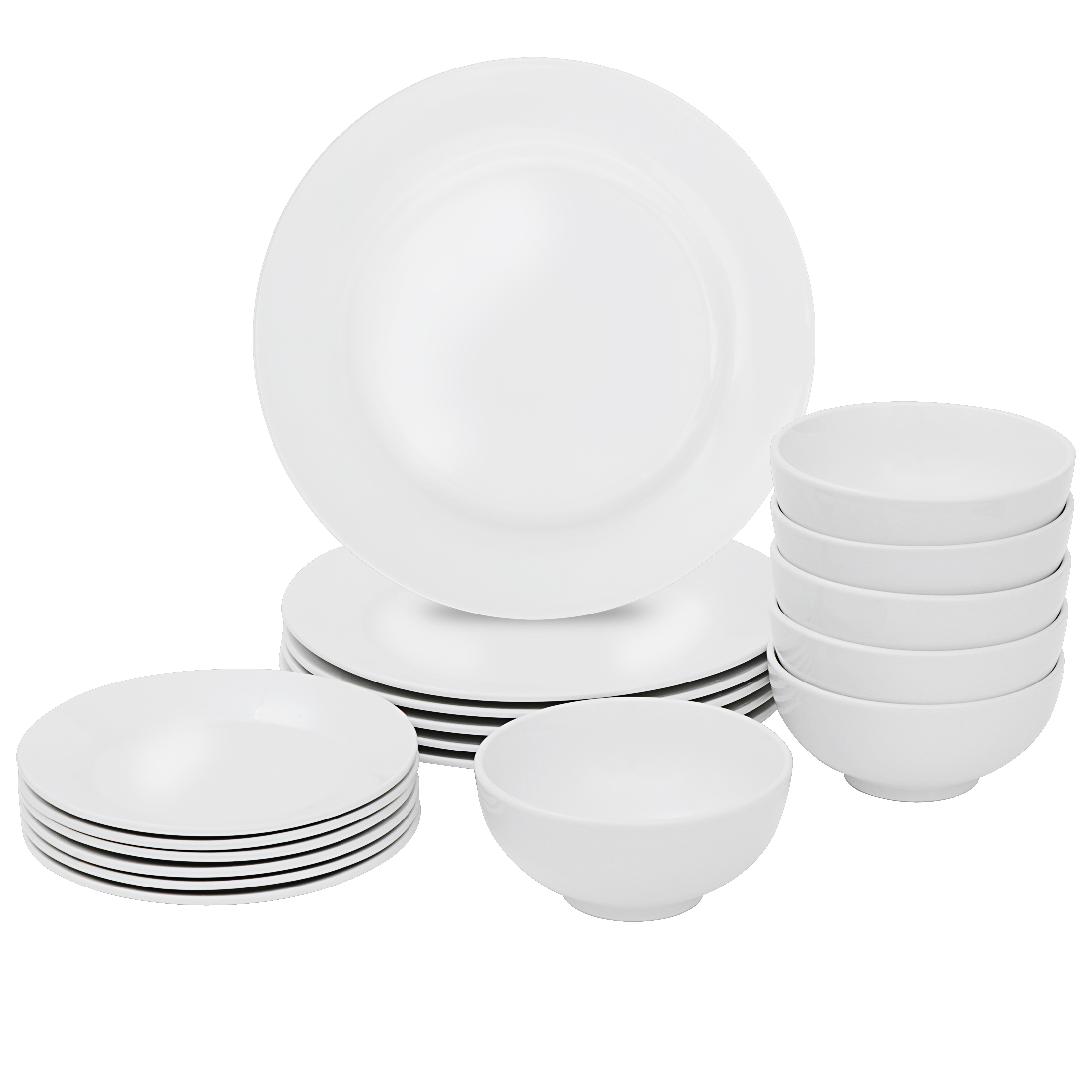 18 Pieces Dinner Plates & Bowls Set Home Kitchen Dinnerware Service for ...