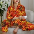 thumbnail image 6 of Honeii Sunflower4 print Women's Pajama Sets Long Sleeve Button Down Sleepwear Nightwear Soft Pjs Lounge Sets-Large, 6 of 7