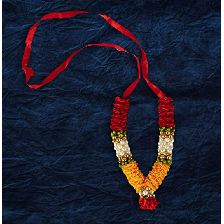 Aditri Creation Set Di 4 Ghirlande Di Fiori Artificiali Per Mala E Decorazione Pooja - Gioielli E Ornamenti Per Idoli E Divinità (Taglia 3)