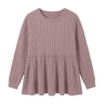 thumbnail image 6 of yillto Plus Size Womens Sweaters Long Sleeve Ribbed Knit Lightweight Ruffle Hem Fashion Tunics Tops, 6 of 7