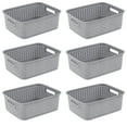 thumbnail image 1 of Sterilite Short Weave Wicker Pattern Storage Container Basket, Gray (6 Pack), 1 of 3