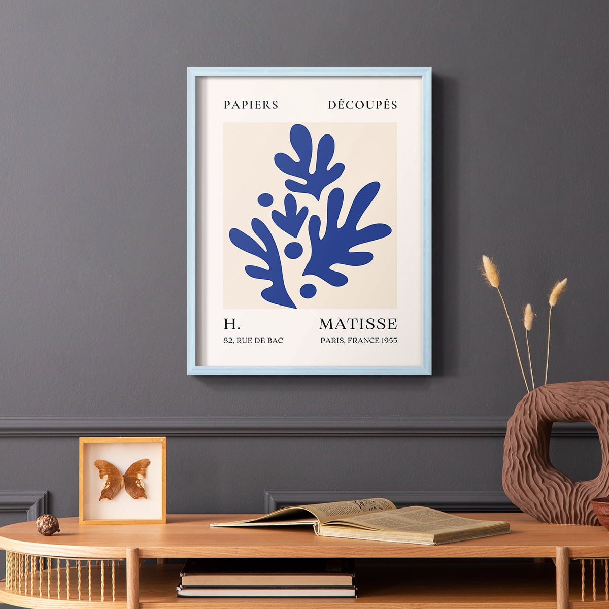 Matisse CLVIII Framed Print in Blue Solid Wood 11 x 14 Framed Print