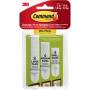 Command Assorted Picture Hanging Strips Big Pack, White, 8 Sets Large, 5 Sets Medium, 4 Set Small/Pack