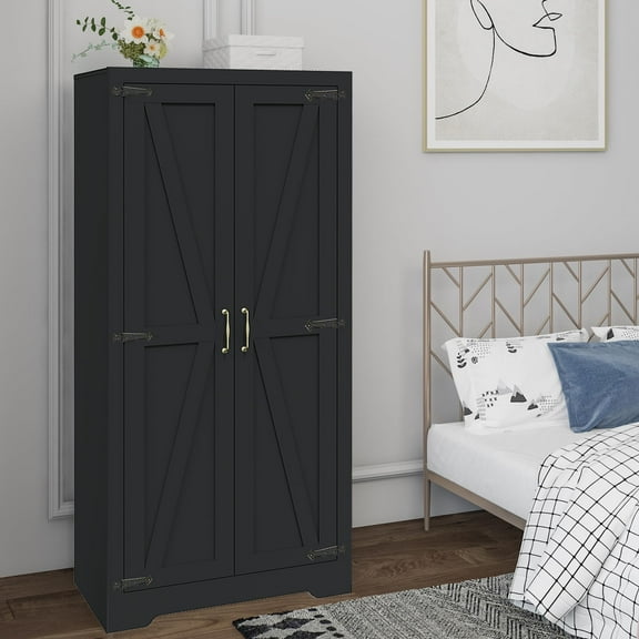 70.8" Armoire Wardrobe Closet with 2 Doors and Shelves, Modern Bedroom Freestanding Wooden Wardrobe Combination with Hanging Rail,for Bedroom, Cloak Room