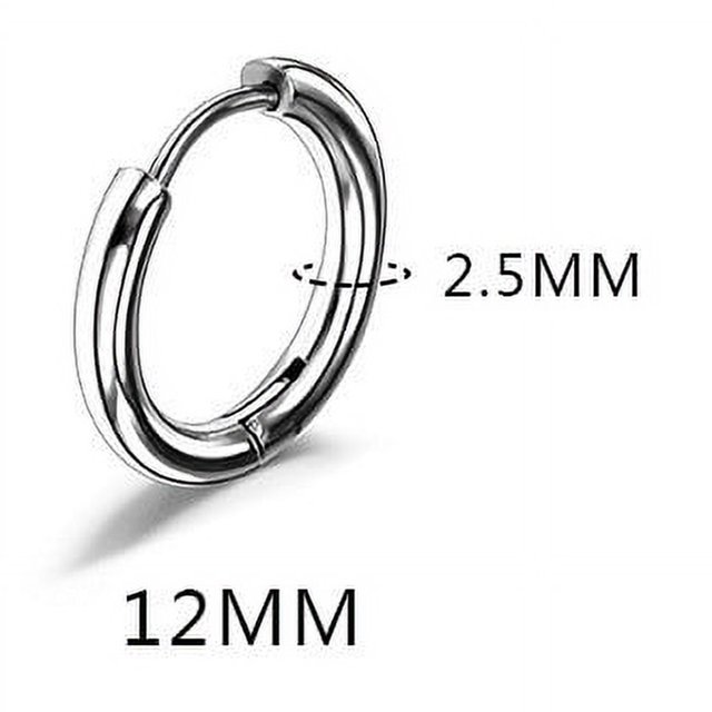 Pendientes con hebilla para la oreja con forma de anillo redondo de acero de titanio de 2,5 de espesor, con personalidad para hombres y mujeres