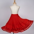 thumbnail image 3 of Alvivi Kids Girls Chiffon Tiered Striped Mesh Skirt Lyrical Latin Salsa Rumba Flamenco Dance Skirt Red 8, 3 of 7