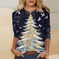 thumbnail image 2 of YABCSAZ Ugly Christmas Sweater for Women Christmas Sweatshirt 3/4 Sleeve Crewneck Oversize T Shirts Xmas Graphic Print Tops Casual Loose Warm pullover Sweatshirts Fall Trendy Outfits, 2 of 5