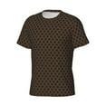 thumbnail image 3 of Yiaed Brown Moroccan Trellis Print Mens Short Sleeve Tight Fit T-Shirt, Crewneck Casual Tee-Large, 3 of 5