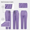 thumbnail image 4 of Scrub Sets for Woman Solid Color stand-up collar zipper Short Sleeve Long Pants Medical Uniform Women's Scrubs Set, 4 of 9