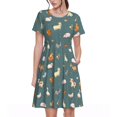thumbnail image 1 of Fotbe Farm Animal Vestido Largo de Moda para Mujer, Vestido Tipo Camiseta con Manga Corta y Estilo Casual a Rayas y Bloques de Color, 1 of 6