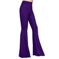 thumbnail image 4 of AWXNJUX Flare Leggings For Women Retro Hippie High Waisted Wide Leg With Pockets Long Flare Pants High Waisted Yoga Pants (Purple,S), 4 of 5