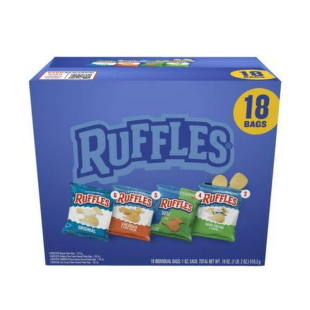 Ruffles Potato Chips Variety Pack 1 Oz, 18 Count( pack of 1 )
