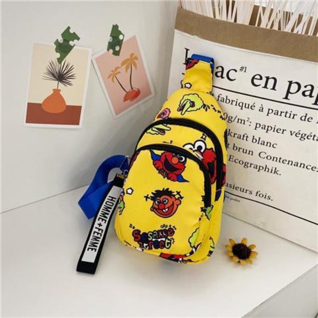 Bolso bandolera de lona con dibujos animados de Anime de Barrio Sésamo para niños y niñas, con personalidad creativa, estilo Kawaii