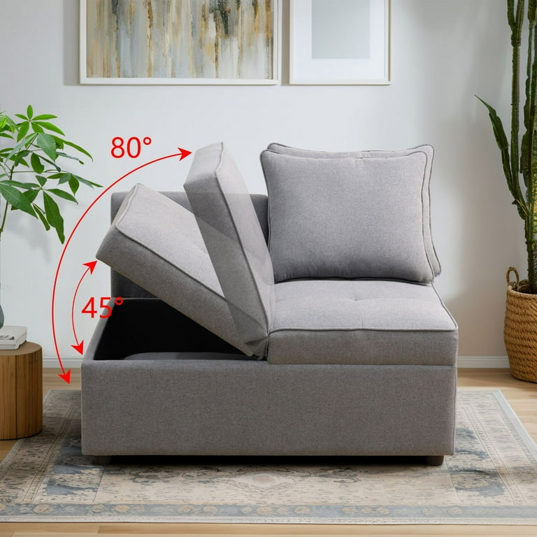 4 in 1 Convertible Futon Pull Out Sofa Bed Modern Single Sleeper Couch Bed with 2 Pillows for Home Living Room Dorms Grey TRFS291415