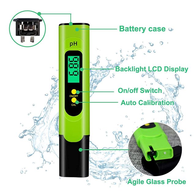Medidor de PH para agua, bolígrafo probador de pH digital, probador de calidad del agua de alta precisión 0,01 con función ATC ZefeiWu 9024735282945