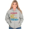 thumbnail image 3 of Worth The Wait But Always Late Ombre Unisex Fleece Graphic Zip Up Hoodie Brisco Brands 4X, 3 of 5