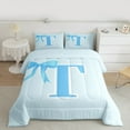 thumbnail image 3 of Manfei Bow Bowknot Ribbon Bedding Comforter Set,Fairy Tale Theme Twin Comforter Sets,Blue First Letter T Bedding Set For Girls,Super Cozy Room Decor Reversible,2 Pieces, 3 of 9
