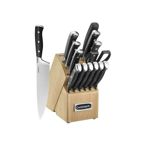 CUISINART Ensemble de Couteaux en Bloc, Ensemble de Couteaux 15 Pcs avec Lames en Acier pour une Coupe Précise, Léger, Acier Inoxydable, Durable et Lavable au Lave-Vaisselle, C77BTR-15P