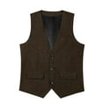 thumbnail image 6 of Chbgutlmr Men's Casual Business Vests Sleeveless V Neck Button down Fitted Waistcoat Casual Work Formal Vests, 6 of 7