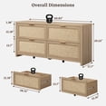 thumbnail image 4 of SICOTAS 60.83" Wide Large 4 Drawer Dresser Set of 2, Oversized Rattan Dressers for Bedroom with Gold Handles & Rolling Wheels, Boho Dresser TV Stand up to 70" TV for Living Room, Light Oak, 4 of 9