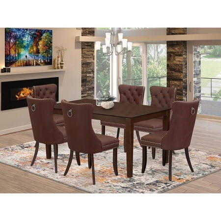 East West Furniture 7 Piece Kitchen Table & Chairs Set Consists of a Rectangle Dining Table