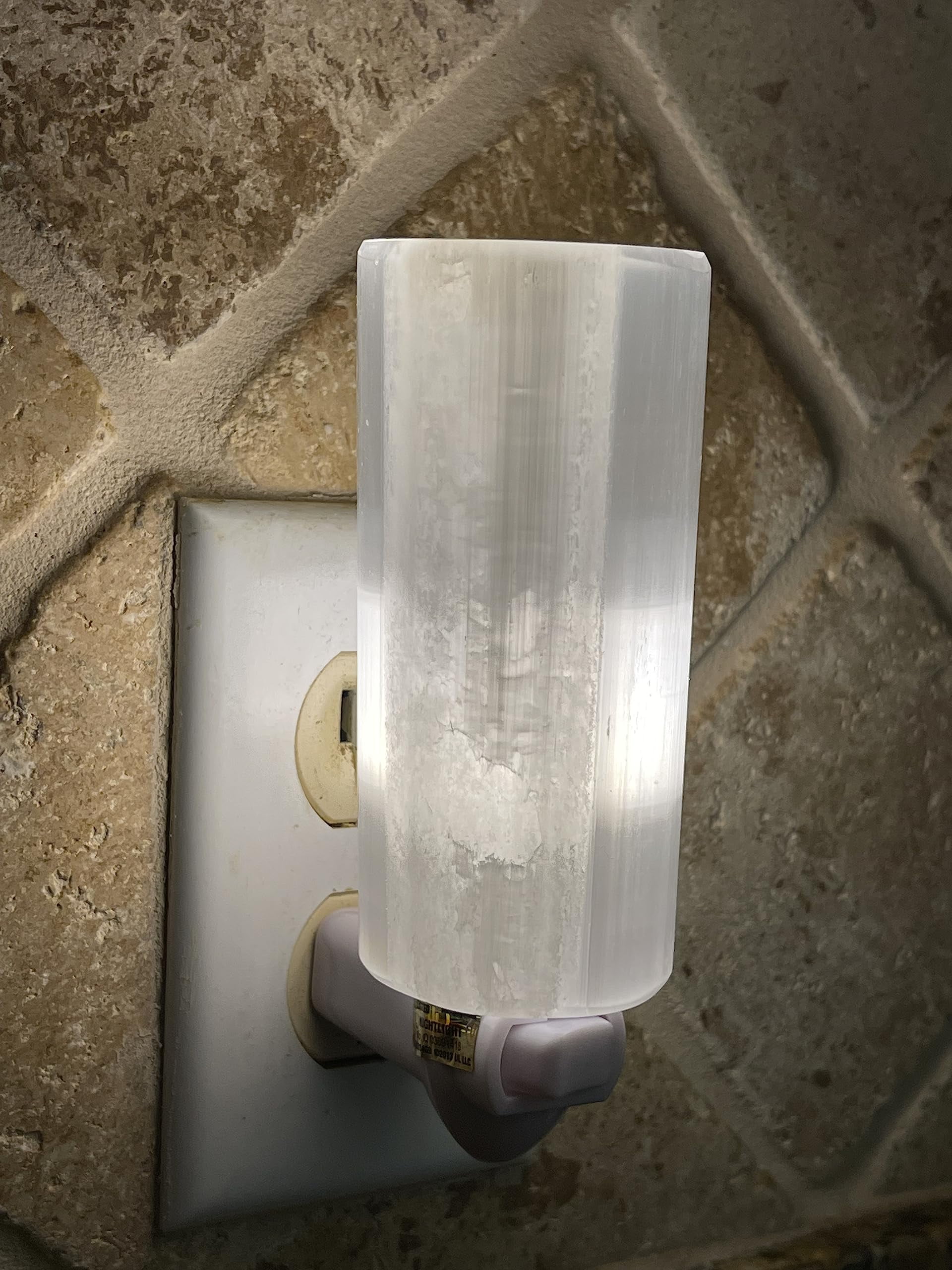 Selenite Cylinder Night Light, Selenite Crystal Nightlight Plugin, Selenite Polished Cylinder Harmonizer (1 Night Light)