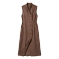 thumbnail image 4 of WAGUTH Women's Sleeveless Midi Shirt Dress Asymmetric Button-Front Dresses with Side Slit & Pockets for Summer Casual Wear, 4 of 6