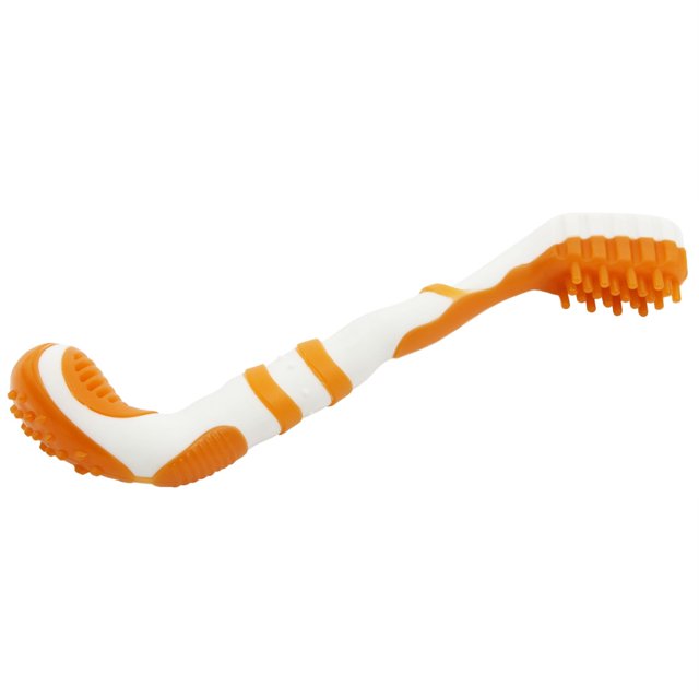 Cepillo de dientes duradero y juguete para perros Pet Life Denta-Brush TPR Talla única Naranja