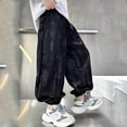 thumbnail image 4 of Teen Boys Pull on Joggers 5-15Y Elastic Waist Wide Leg Sweatpants Loose Fit Harem Trousers Casual Outdoor Sports Trousers Black 14-15Years, 4 of 8
