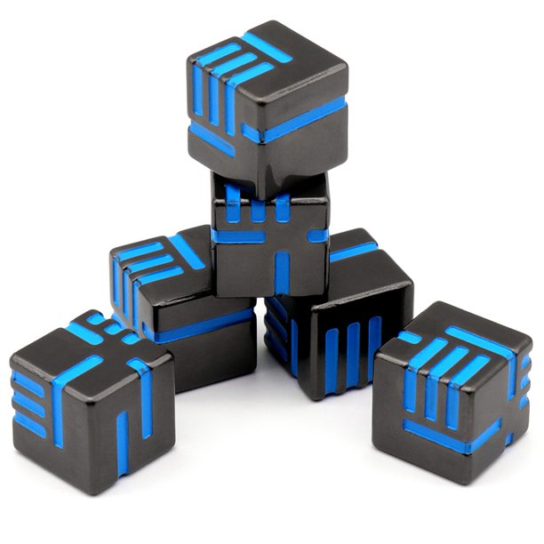 Dados de Metal, Juego de Dados MetáLicos SóLidos y Pesados de 6 Piezas para Juego de Mesa Mazmorras y DragóN Azul Negro