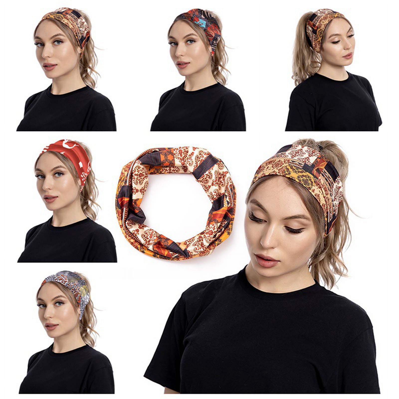 PWFE Personality Leopard Printed Yoga Sports Wide Headband Ladies Headband Headwear Elastic Turban Head Wraps - image 5 of 9