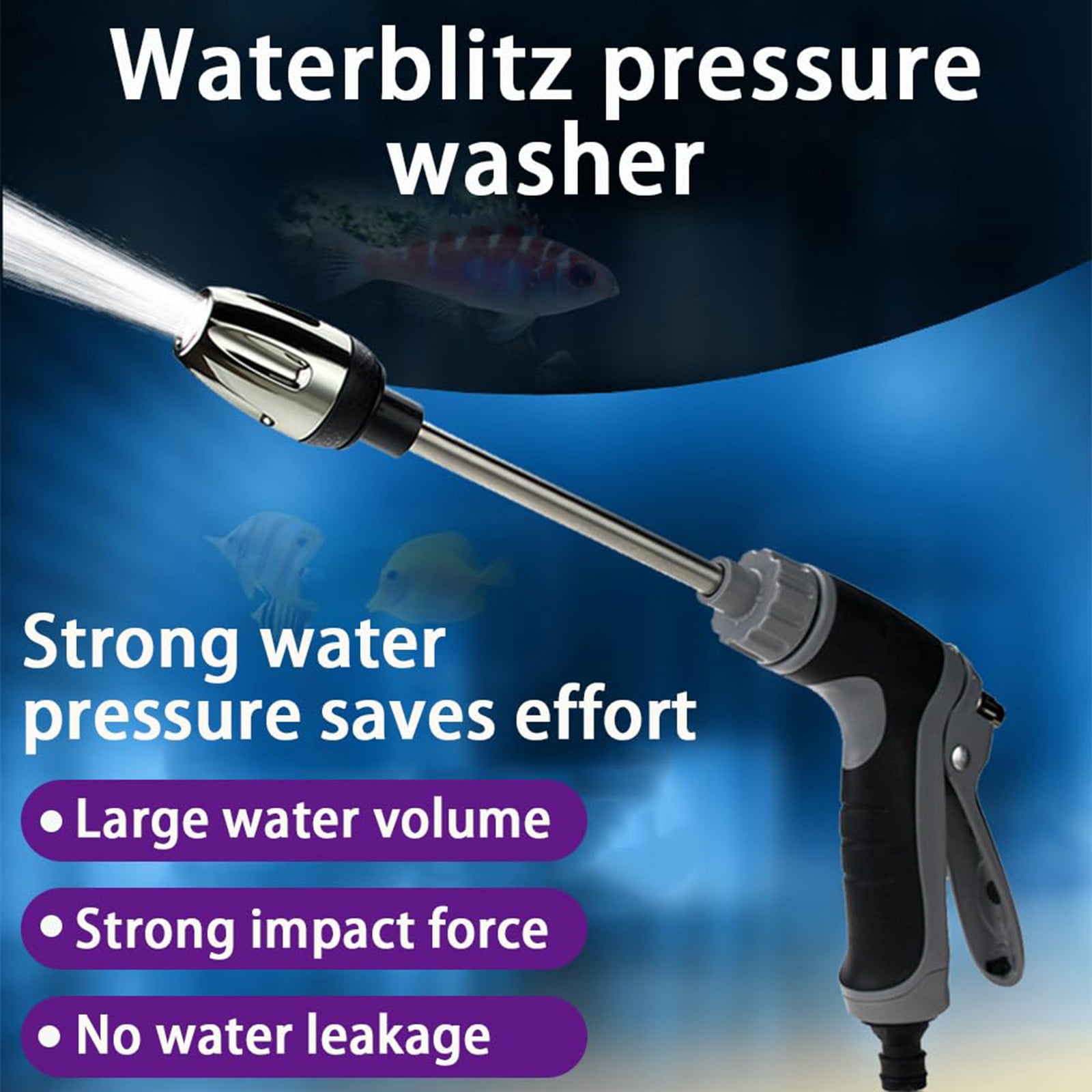 Hosehawk Pro Rust-Proof Pressure Washer, Electroplated Shell & Comfort Grip, 360° Adjustable Spray for Pet Bathing & Car Washing