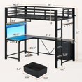 thumbnail image 2 of Loft Bed Twin Size with 23.6'' Wide Extra Lage L Shape Desk,Power Outlet and LED Lighted,4 Drawers,Storage Shelf,12 Hooks,No Box Spring Needed,Space-Saving,Noise Free,Black, 2 of 5