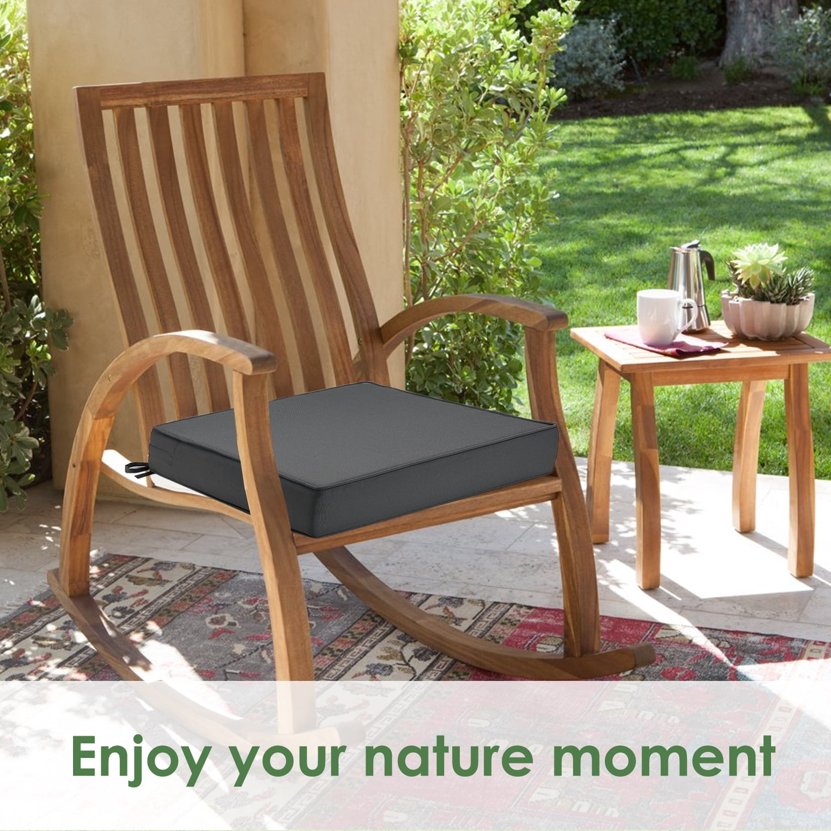 Garvee Patio Chair Cushions Set of 2 for Outdoor Furniture 19x19x4 Inch, Waterproof & Fade Resistant Square Corner Outdoor Seat Cushions with Tie, Perfect for Chair Sofa Couch, Dark Grey