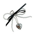 thumbnail image 3 of Llavero con lazo y cuentas, novedoso adorno colgante con forma de corazón negro, 3 of 9