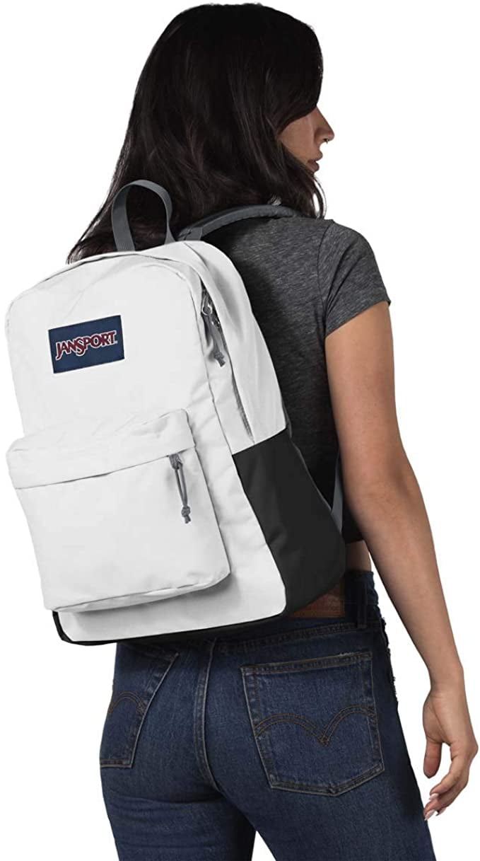 JanSport Superbreak Backpack w/ Water Bottle Pocket - White 