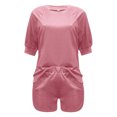 thumbnail image 4 of Traje de cuello redondo de manga corta de color sólido de verano para mujer Conjunto de pantalones cortos casuales Conjunto de pijama de chándal Fridja fhjkhfk459782, 4 of 8