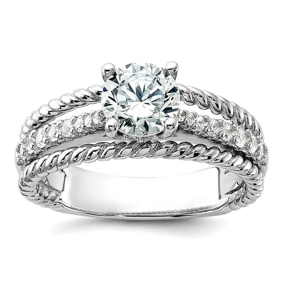 925 Sterling Silver Rhodium Plated Fancy Engagement Cubic Zirconia Ring Size 7 Engagement Ring for Women