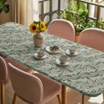 thumbnail image 3 of Green Floral Table Cloths for 8 Foot Rectangle Tables, Spring Flowers Pattern Botanical Vintage Patio Waterproof Elastic Fitted Tablecloths, Washable Rectangular Table Cover for Camping, 3 of 8