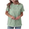 thumbnail image 1 of Liquidation! Hauts Grande Taille pour Femmes, Blouse à Manches Courtes d'Été pour Femmes, Haut Décontracté Uni à Col Rond et Manches Courtes pour Femmes, 1 of 5