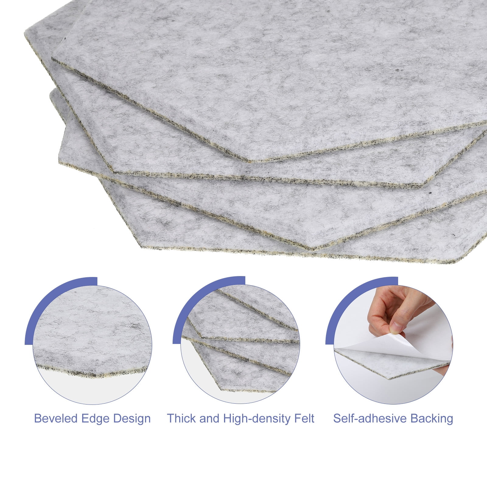 Hexagon Acoustic Panels B1 Fireproof Soundproof Foam Panels with 30 Push Pins(Light Gray)