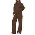 thumbnail image 2 of Xdegoge Sweat Suits for Womens 2 Piece Sets Lounge Quarter Long Sleeve Zip Pullover Sweatshirts and Wide Leg Sweatpants with Pockets Jogger Tracksuits Workout Outfits Activewear, 2 of 6