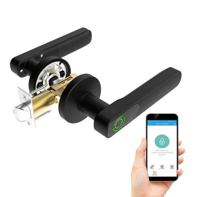 TURBOLOCK TL88 App-Enabled Fingerprint Smart Door Lever Handle Lock One-Touch Security Solution for Home or Office