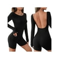 thumbnail image 6 of hirigin Long Sleeve Yoga Playsuits 2022 New Female Sportswear Gym Outdoor Fitness Workout Outfit O-Neck Slim Fit Short Rompers, 6 of 7