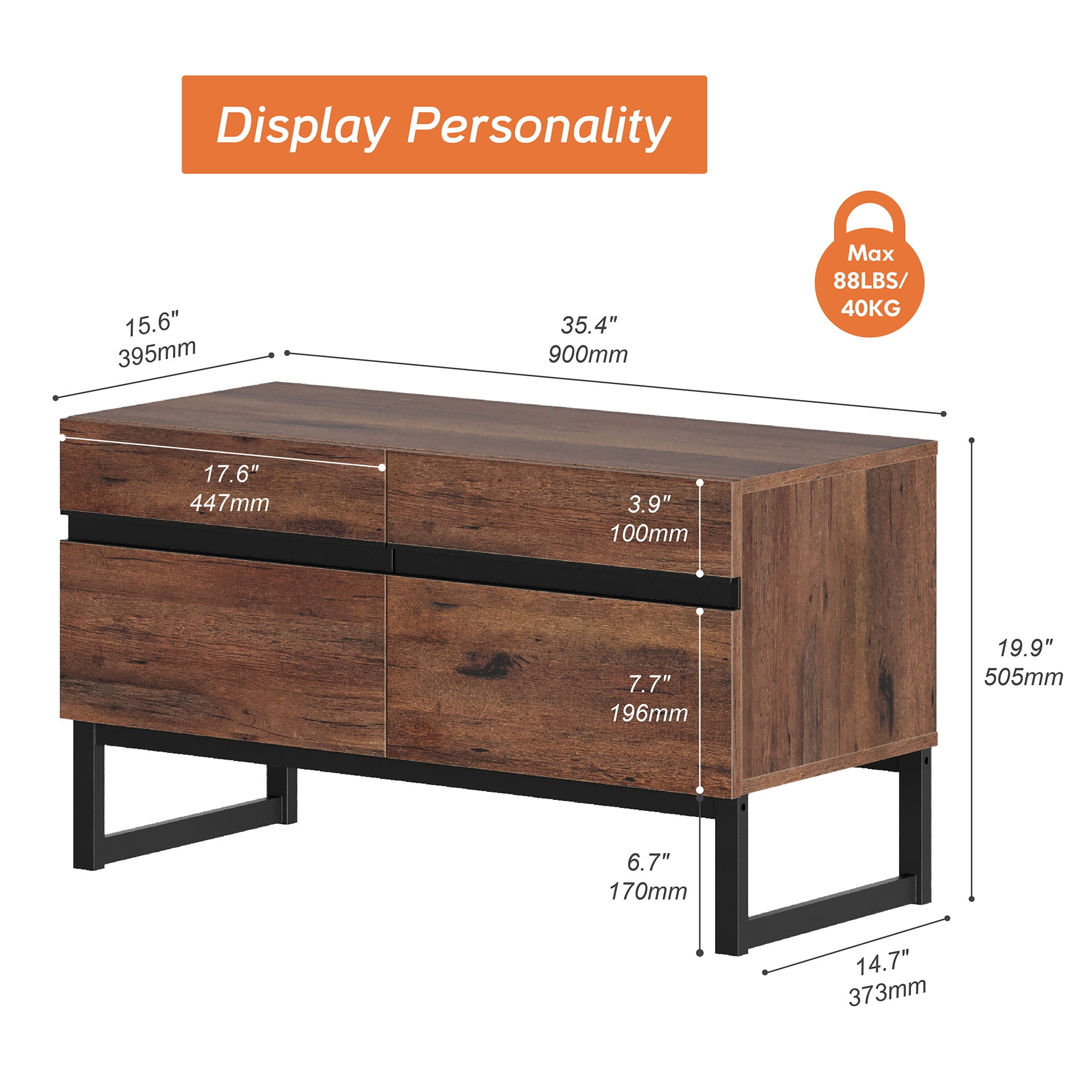 Modern TV Stand for TVs up to 50 inch, Entertainment Center TV Console with Storage Cabinets and Metal Base,Media Console for Living Room