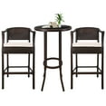 SEVENTH 3Piece Rattan High Top Patio Set, Bistro Set with Glass Table